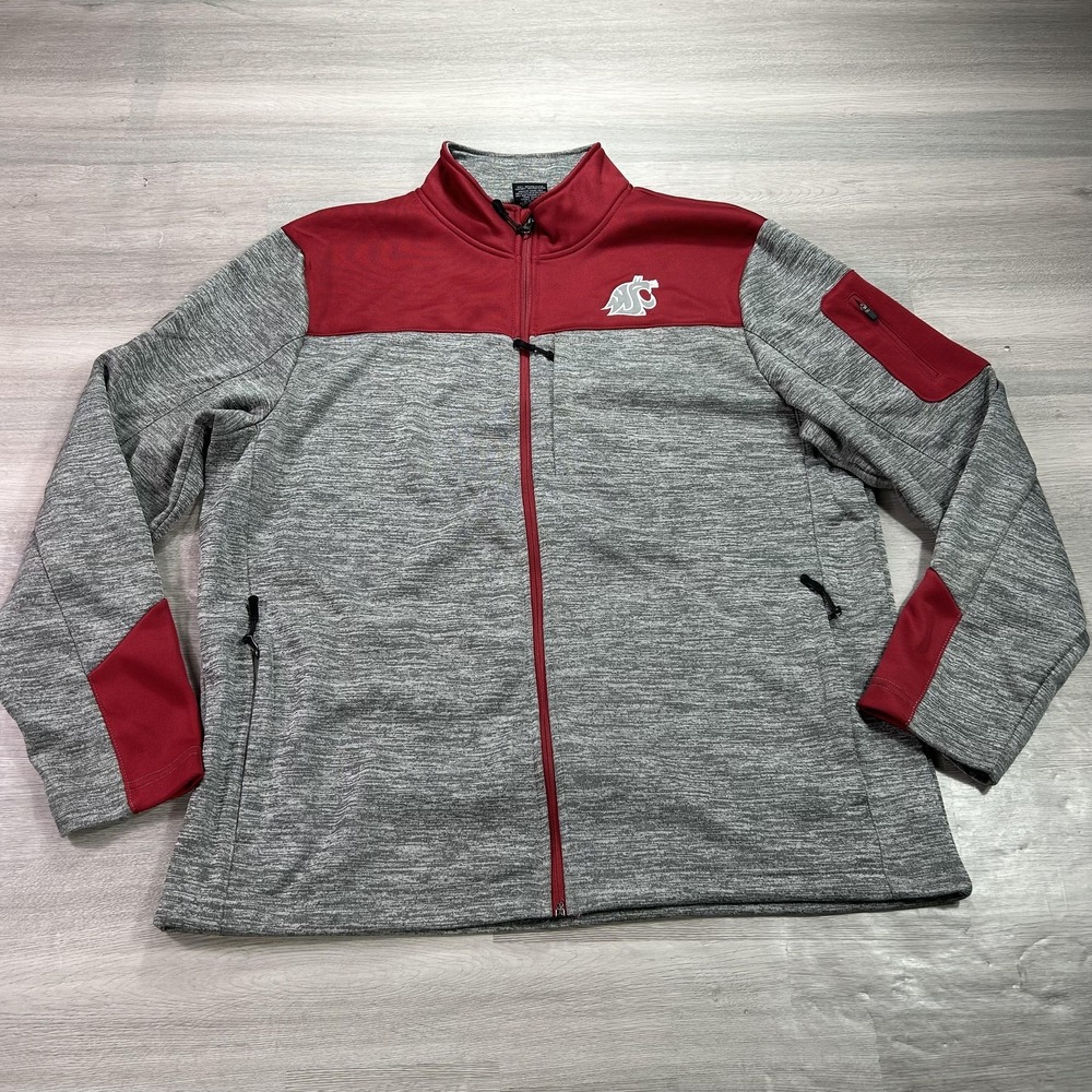 Washington State Cougars Jacket Mens XL Gray NCAA Football Colosseum Full Zip